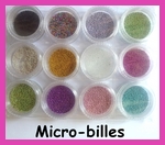 Pot de mini billes pour ongle - manucure caviar  (12 couleurs)