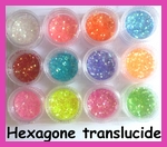 Pot d'hexagones translucides pour Nail Art  (12 couleurs)