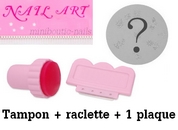 Tampon + raclette + 1 plaque de motifs Nail Art